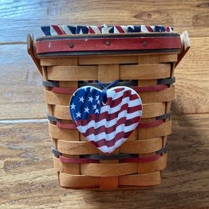 Longaberger Red, White, and Blue Basket. With liner and basket protector.